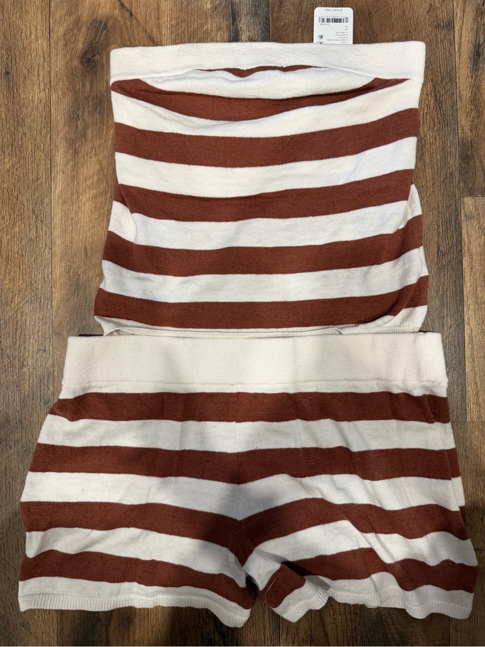 Free People Rust and Cream Striped Strapless Romper - Picture 2 of 3